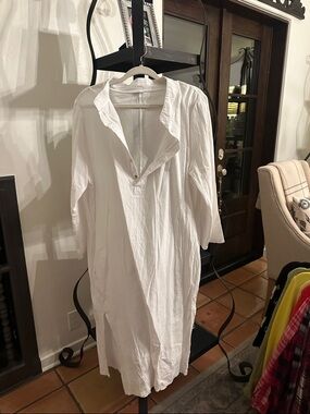 White Women's Linen-Blend Tunic Dress